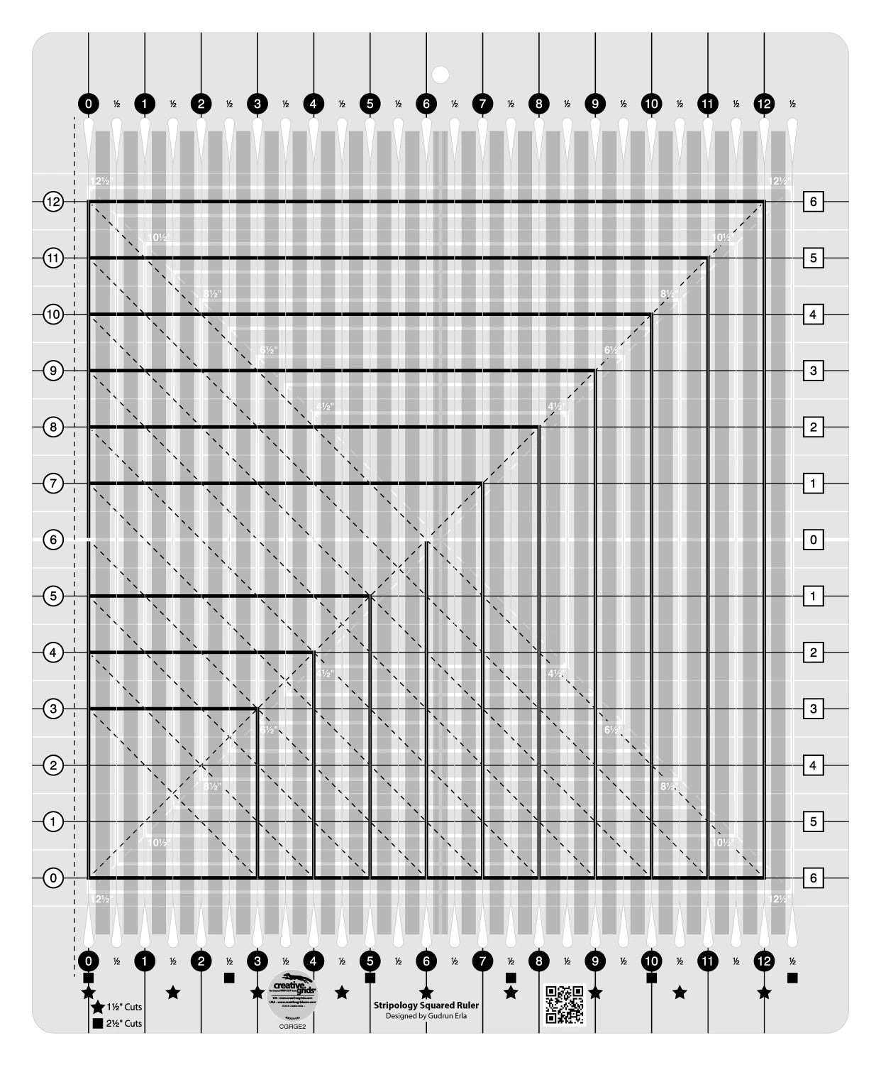Creative Grids Quilt Ruler Stripology® Squared # CGRGE2