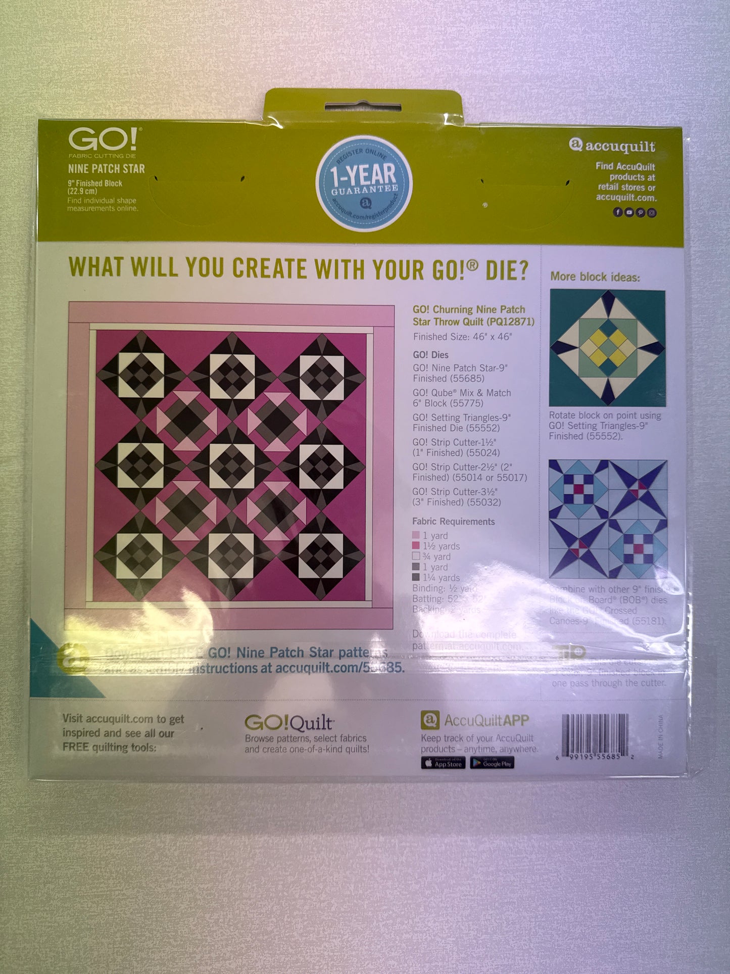 Nine patch star 9” finished block Accuquilt go die 55685 ￼