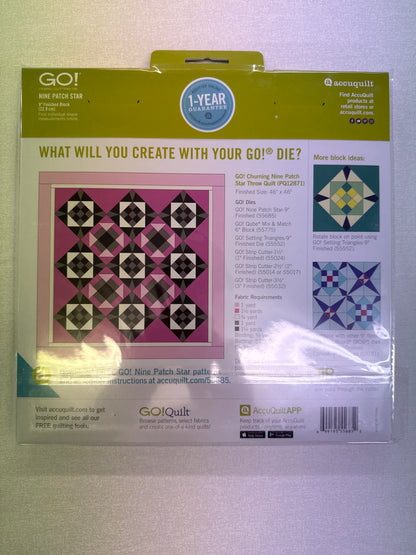 Nine patch star 9” finished block Accuquilt go die 55685 ￼