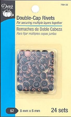 Double-Cap Rivets 8mm x 6mm 24 Sets Brass