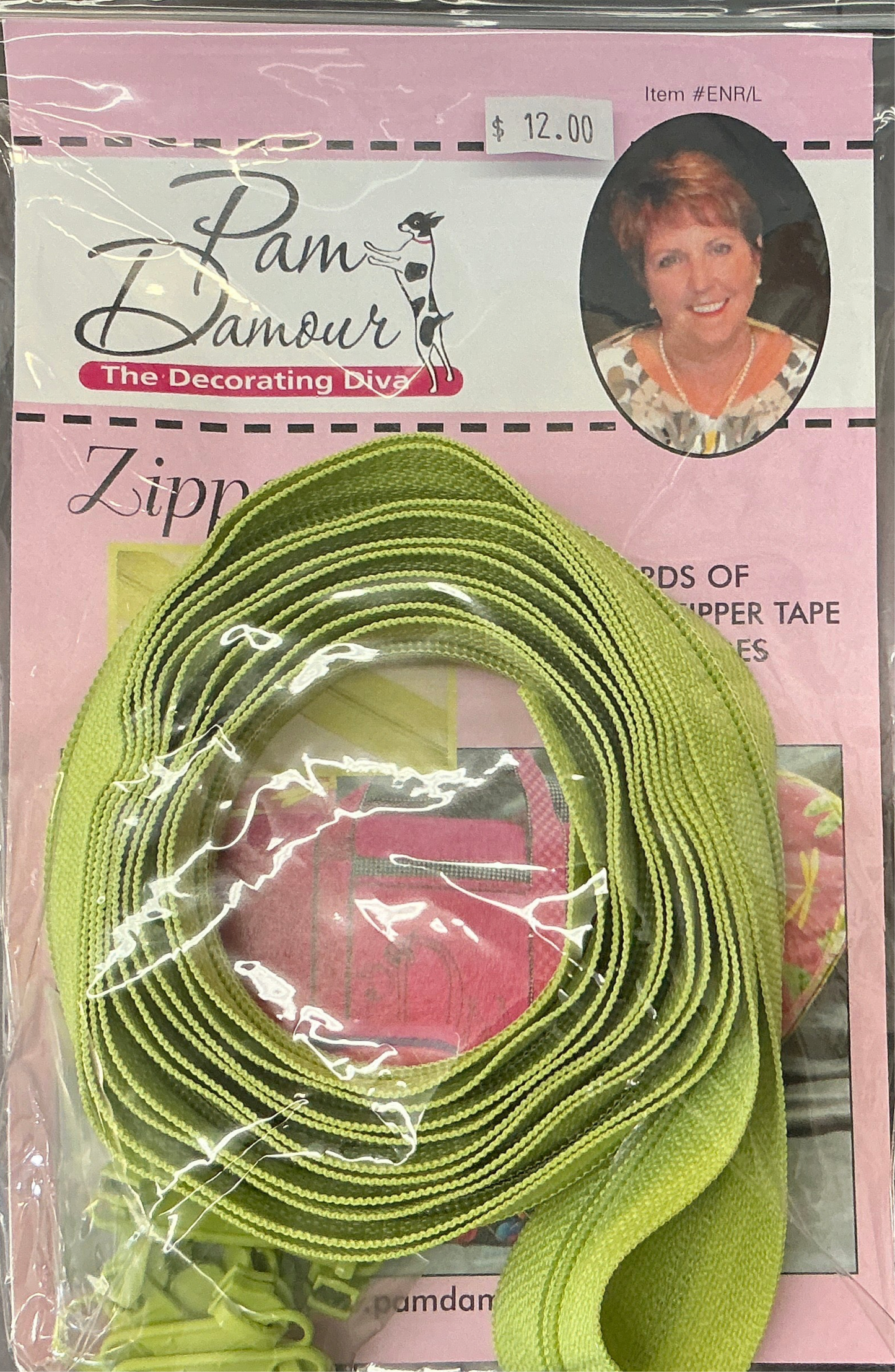 3 yards Reversible coil zipper tape with 8 slides Lime
