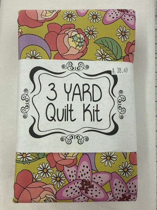 3 yard quilt kit flowers retro