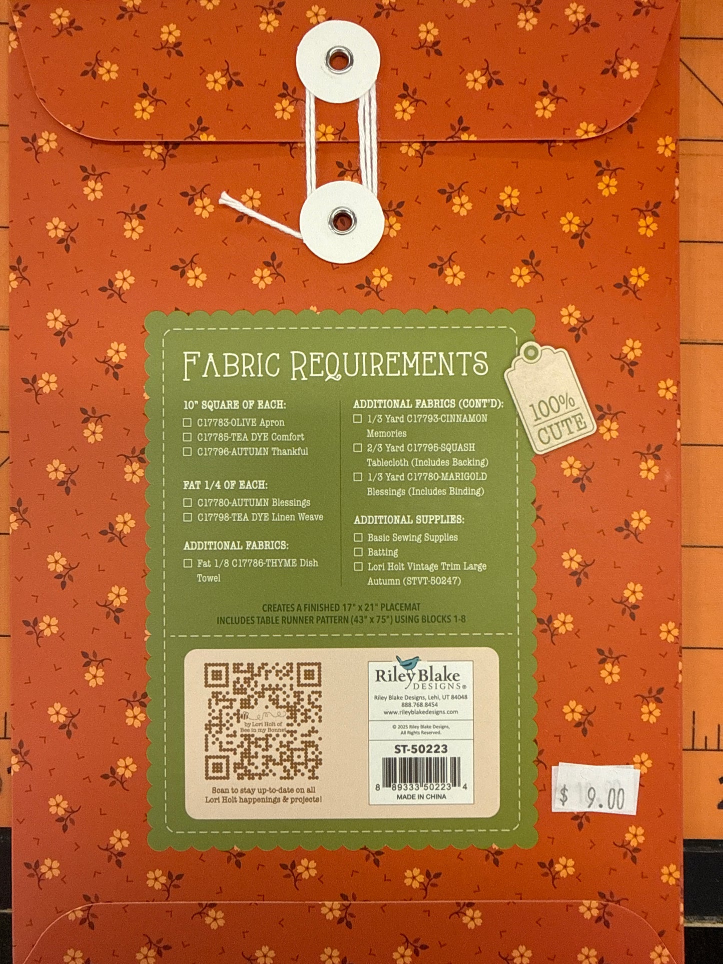 Lori Holt Baked With Love Quilt Seeds™ Pattern Placemat No. 7 # ST-50223