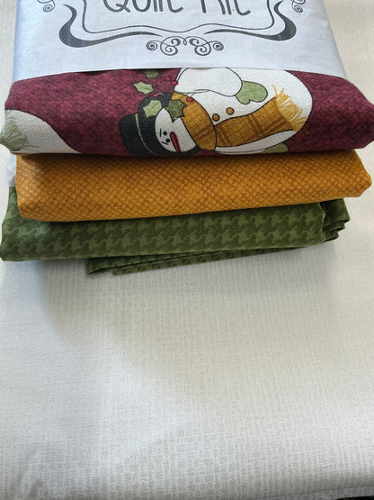 3 yard quilt kits red background snowman