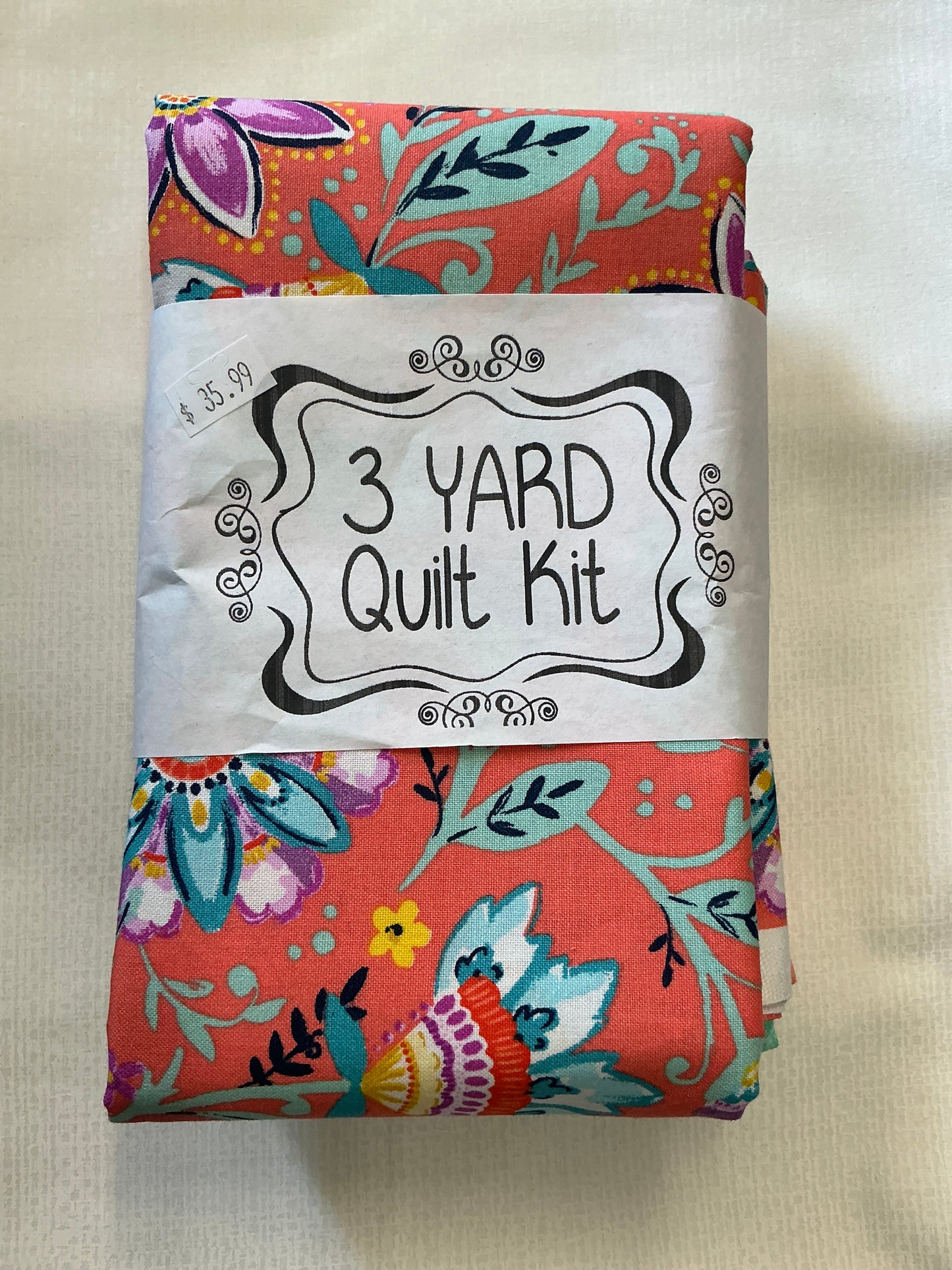 3 yard quilt kits~pink background colorful floral