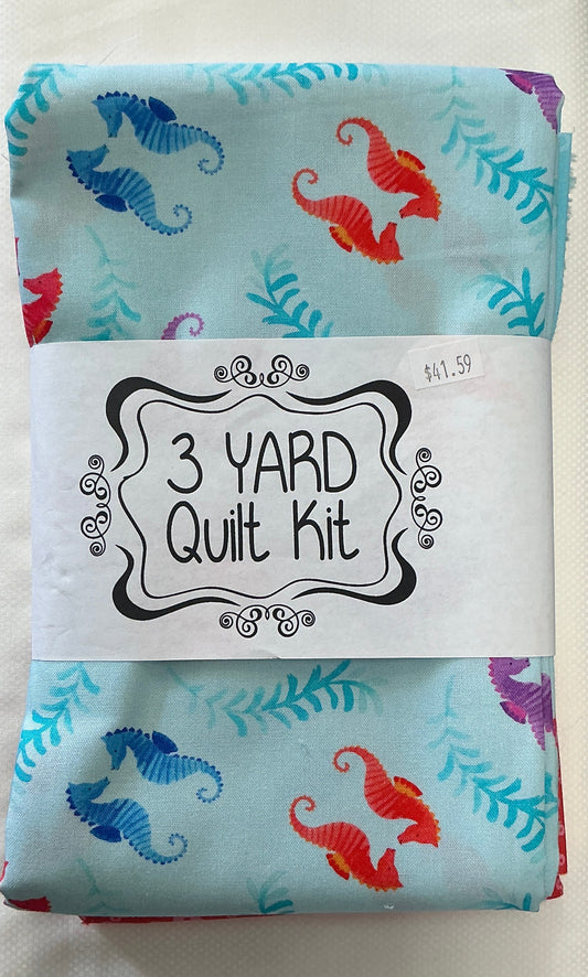 3 yard quilt kits-Aquatic Rose & Blue 2