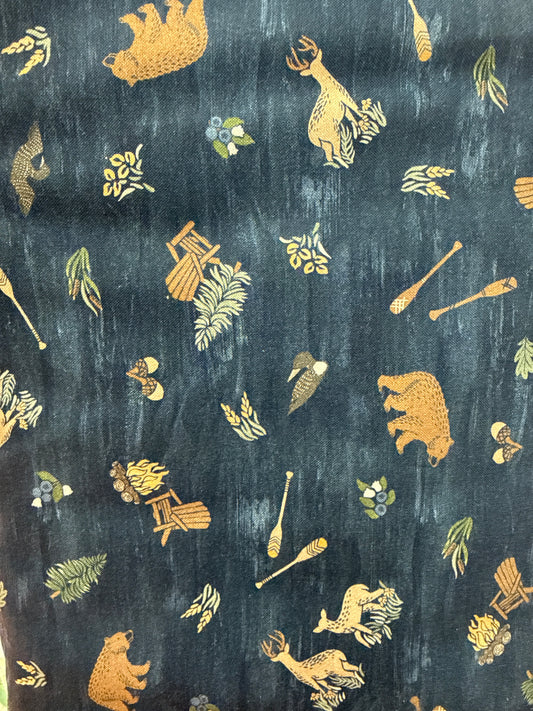 P&B Textiles Lakeside Days Navy Mixes animals