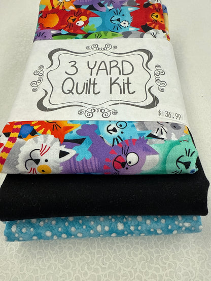 3 yard quilt kit, cats black
