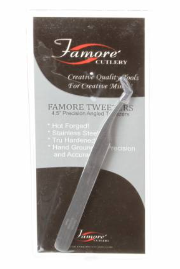 Famore Tweezers Swiss 4 1/2in Precision Angled Tweezers