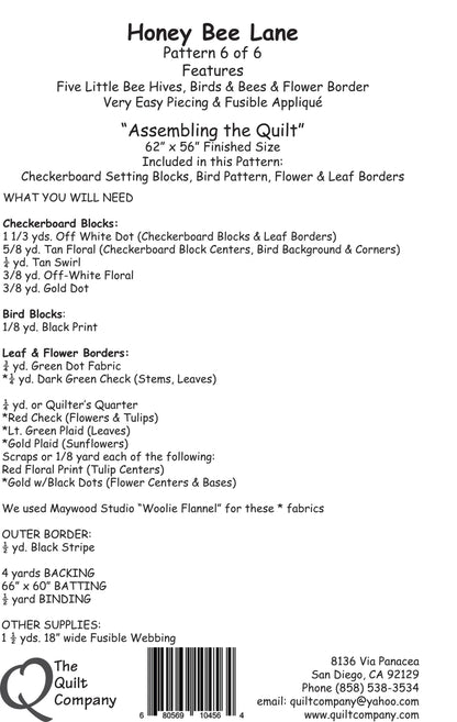 Honey Bee Lane Honey Bee Lane 6- Assembling the Quilt # HBL106