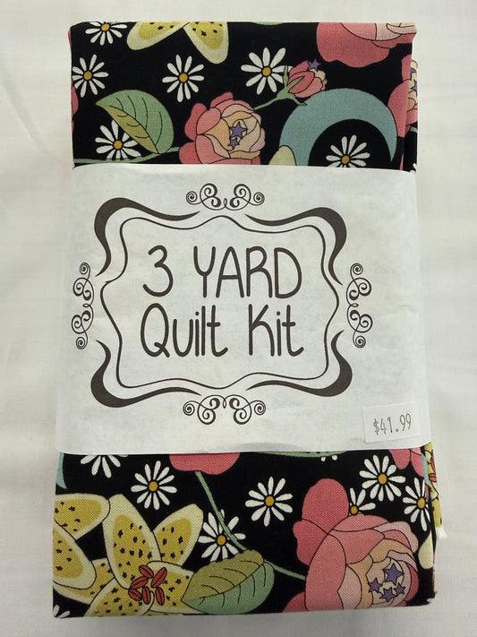 3 yard Quilt Kit flowers and Dots