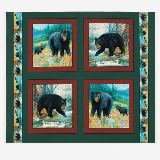 Black Bear Pillow Panel