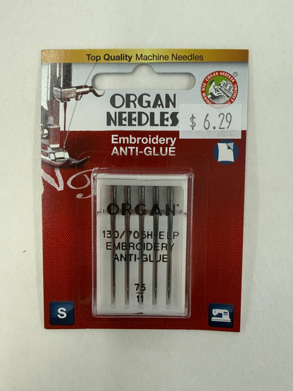 Organ Needles Embroidery ANTI-GLUE 75/11