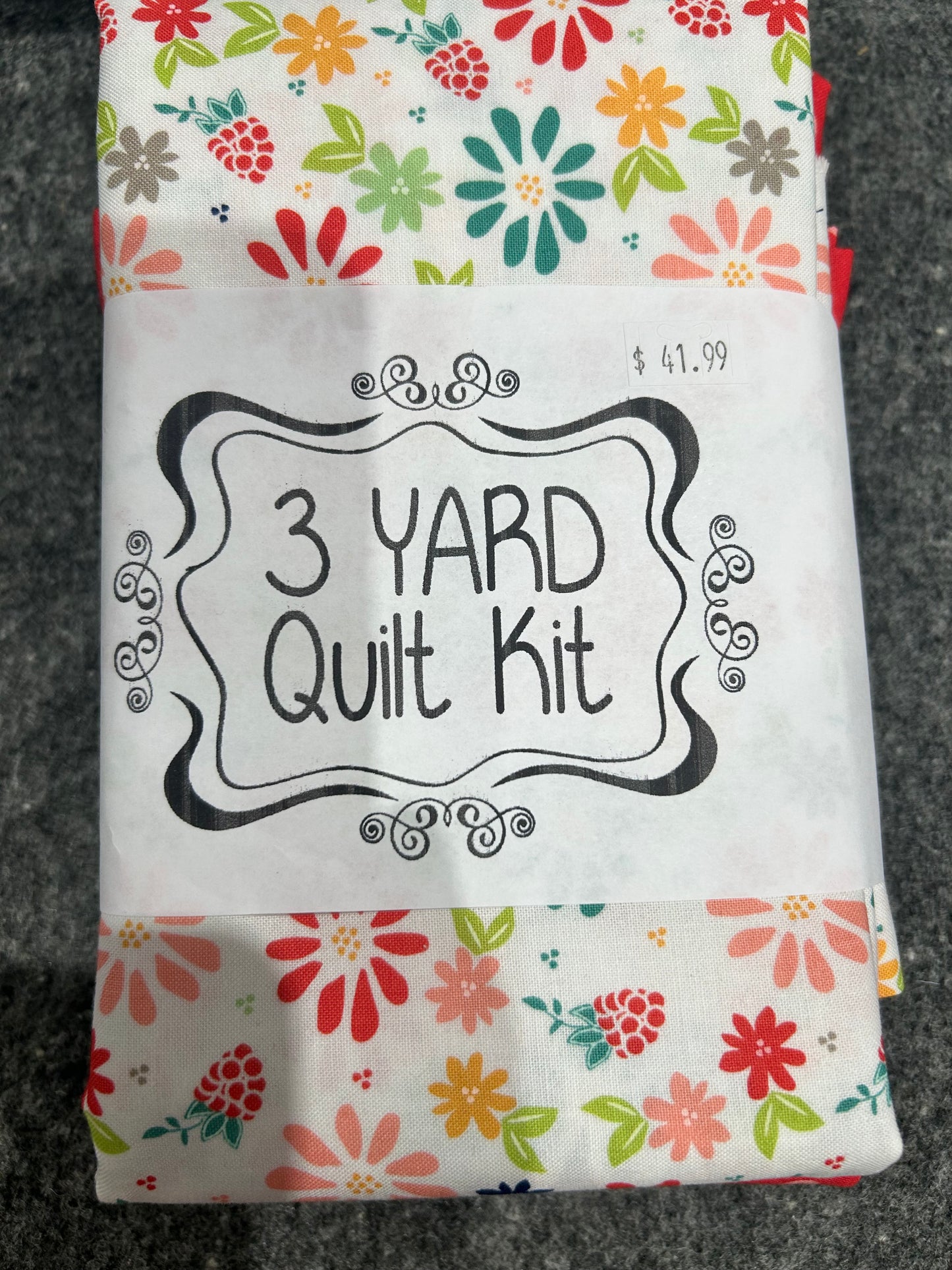 3 yard quilt kit flower pink red