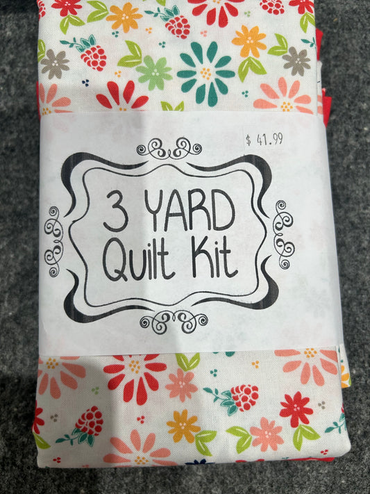 3 yard quilt kit flower pink red