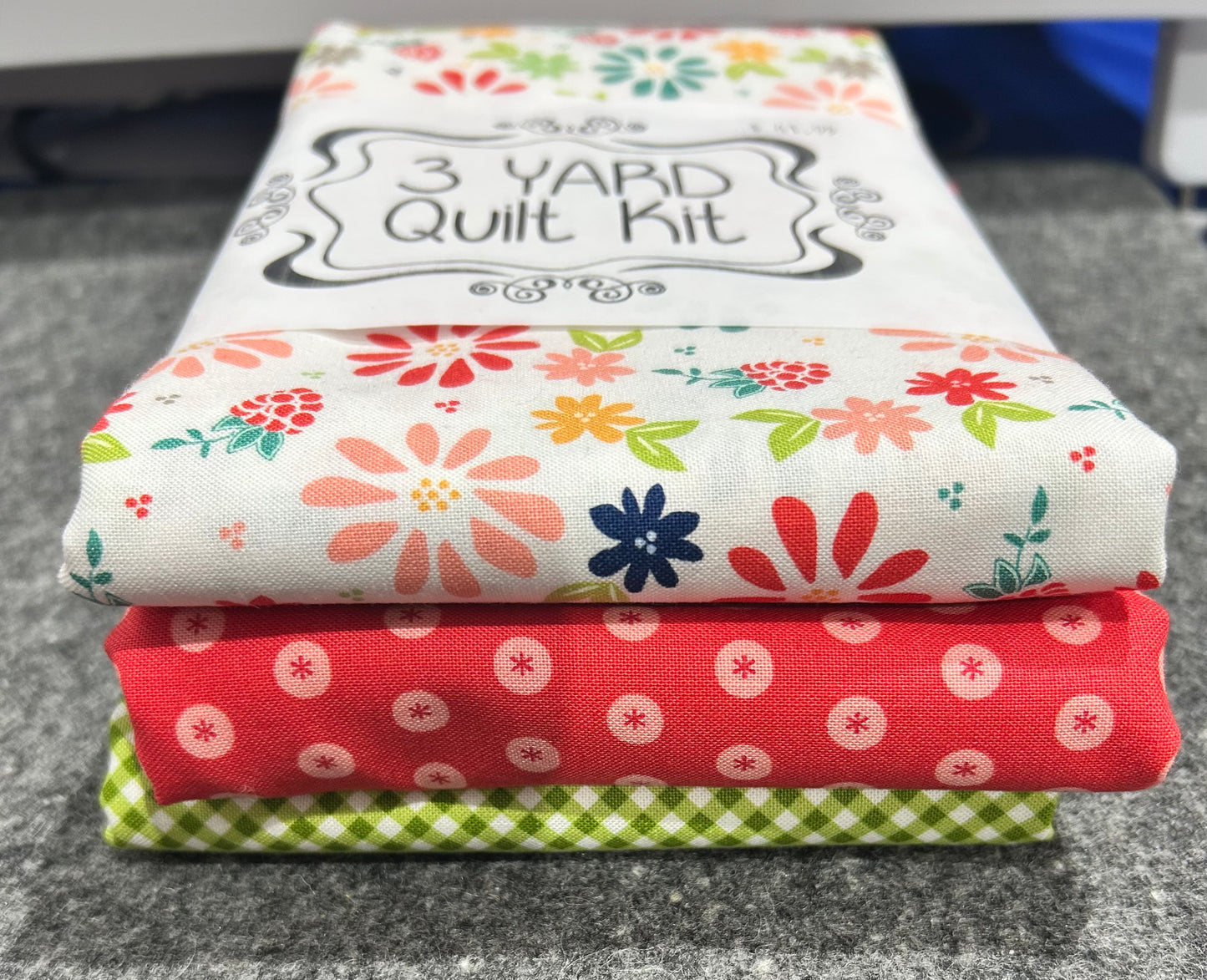 3 yard quilt kit flower pink red