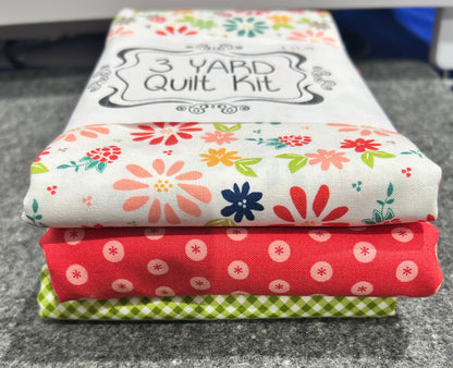 3 yard quilt kit flower pink red