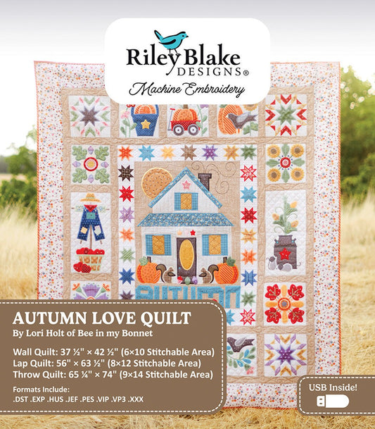Autumn Love Quilt by Lori Holt embroidery