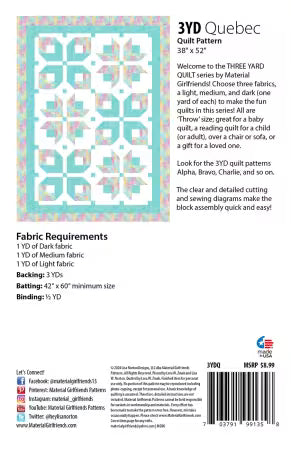 3yd Quebec Quilt Pattern