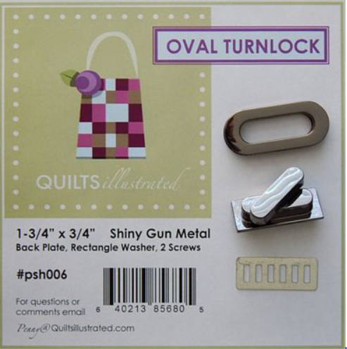 Quilts Illustrated Oval Turn Lock Gun Metal