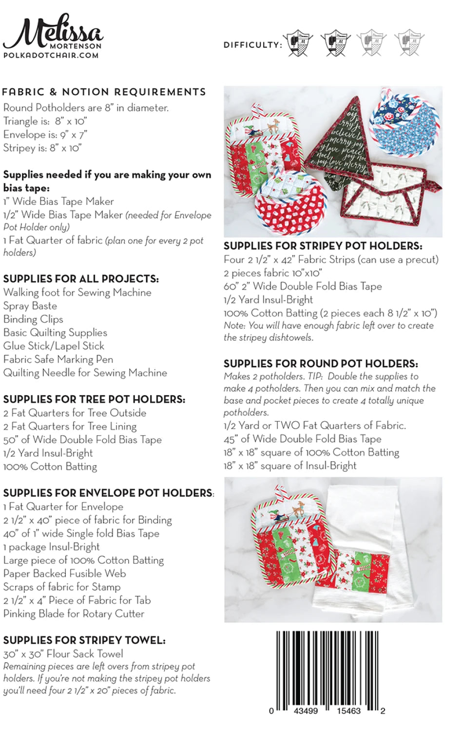 POTHOLDER PARADE pattern by Melissa Mortenson