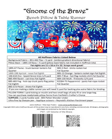 Gnome of the Brave Bench Pillow & Table Runner # PST147