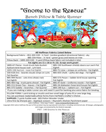 Gnome to the Rescue Bench Pillow and Table Runner # PST148