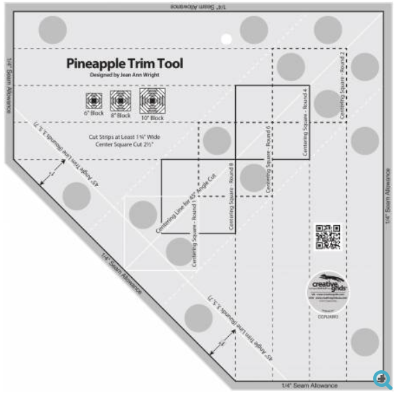 Creative Grids Pineapple Trim Tool for 6, 8 or 10in Finished Blocks