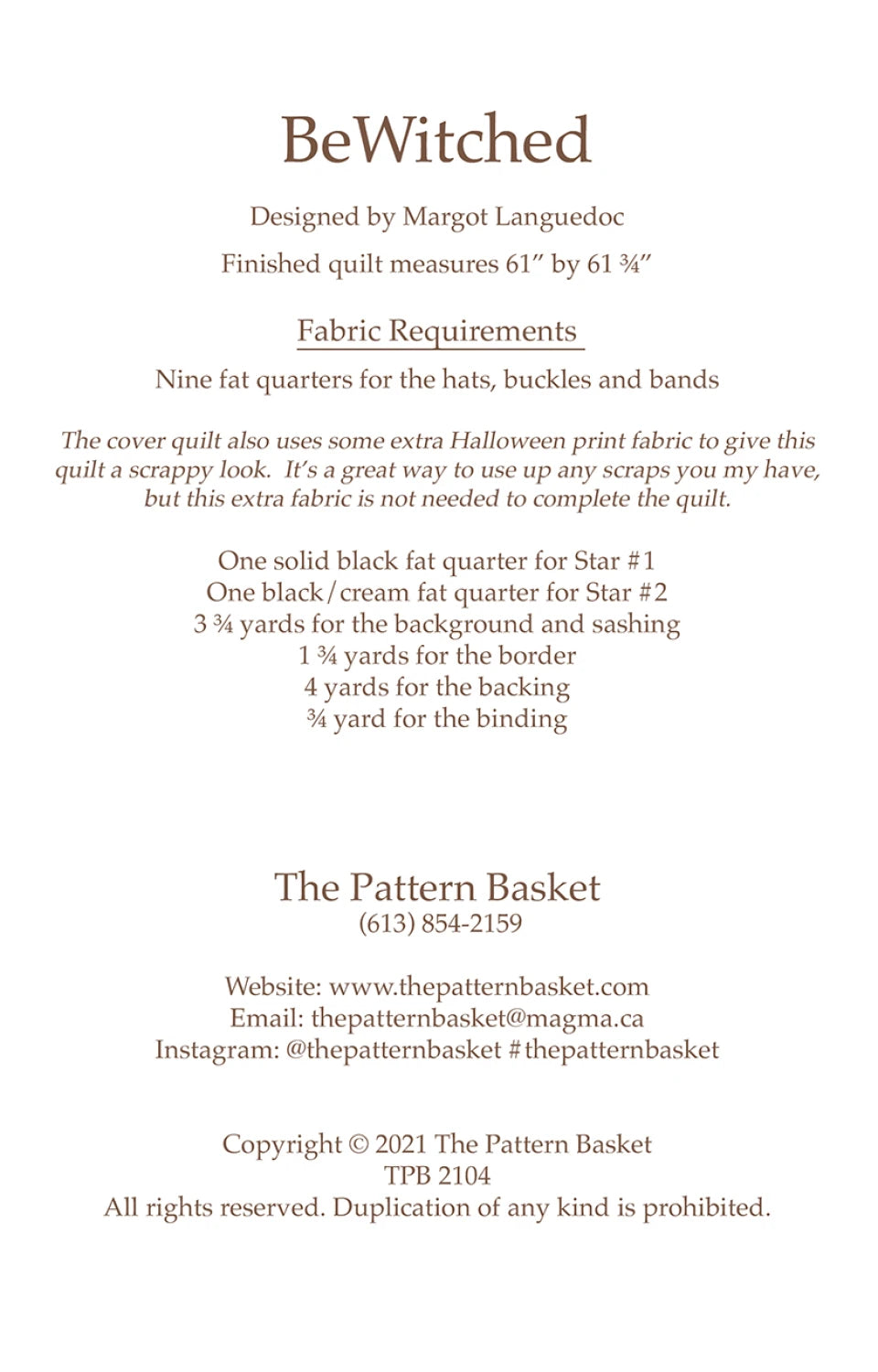 BeWitched The Pattern Basket