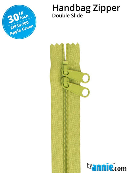 Apple Green 30" Handbag Zippers - Double-slide