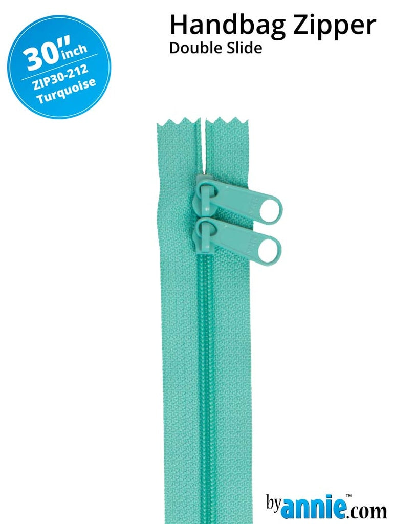 Turquoise 30" Handbag Zippers - Double-slide