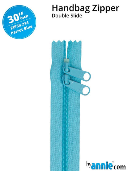 Parrot Blue 30" Handbag Zippers - Double-slide