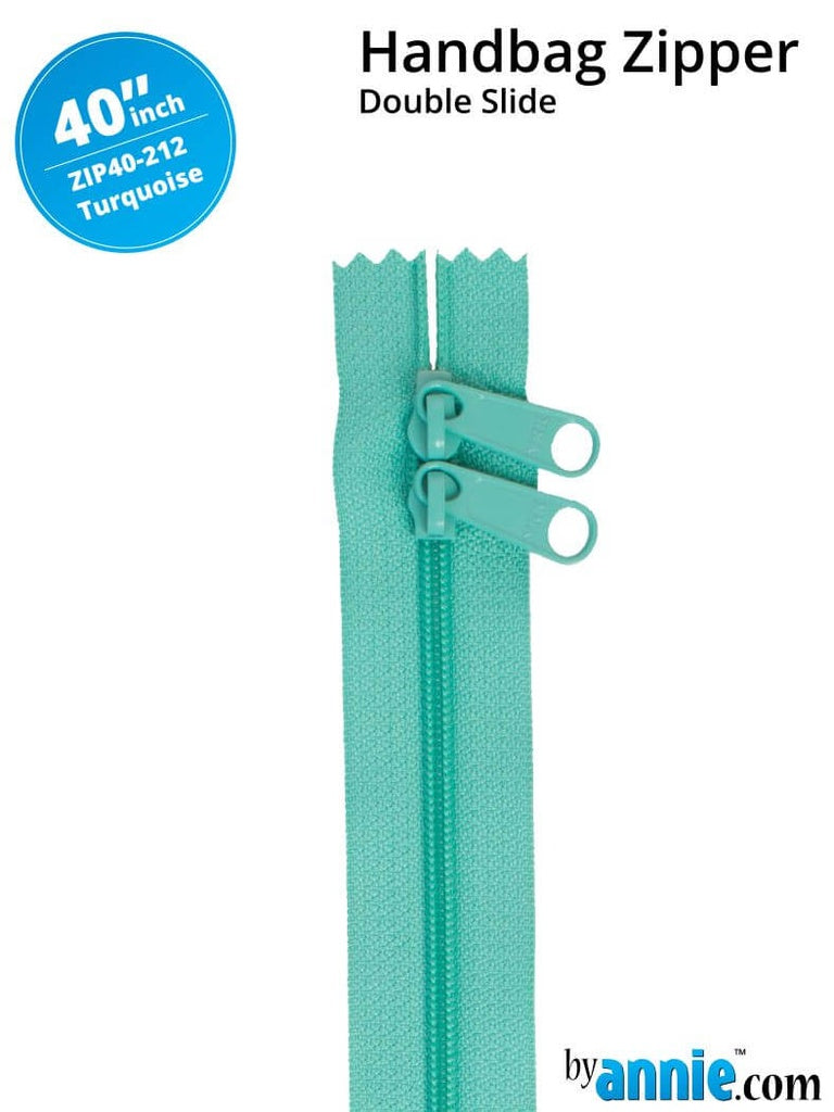40" Handbag Zippers - Double Slide Turquoise