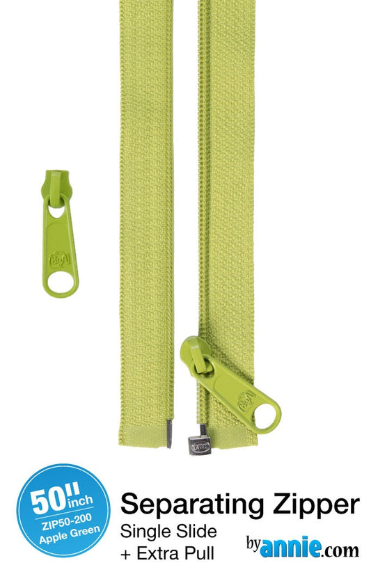 50" Separating Zipper + Extra slide- Apple Green