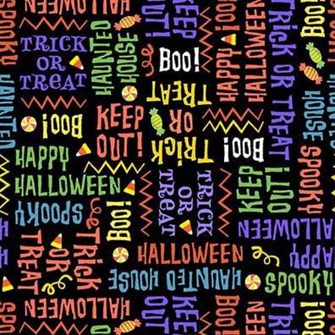 Michael Miller fabric DC1039 – BLAC – D creepy words