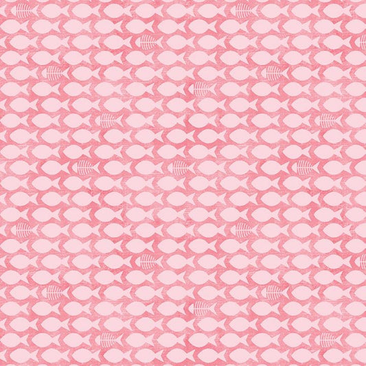 Benartex Cozy Cats Fish & Bones Pink