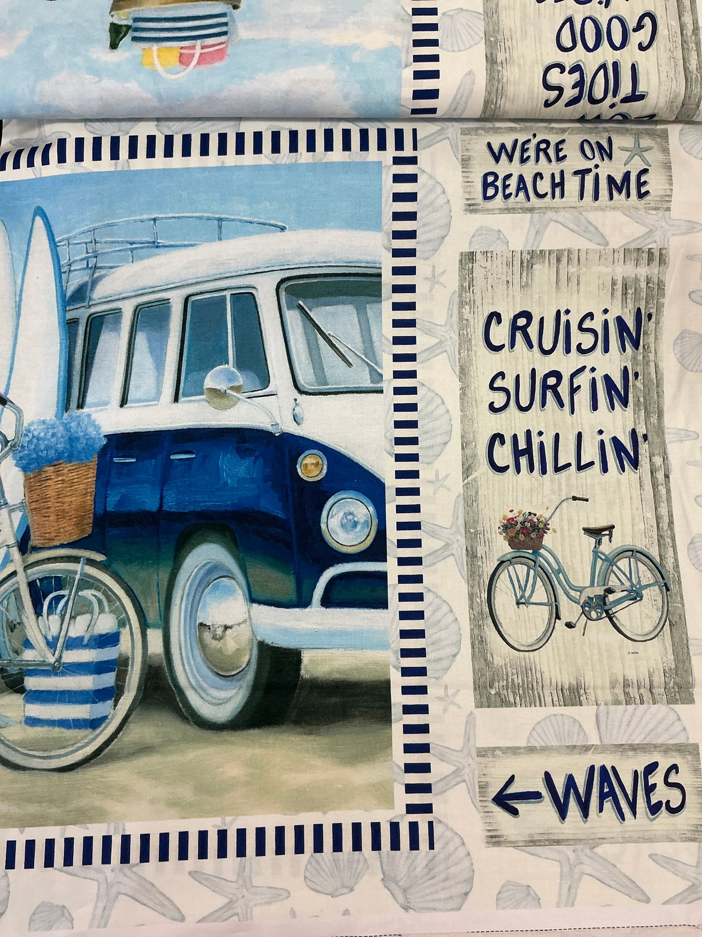 Beach Time Coastal Print Fabric