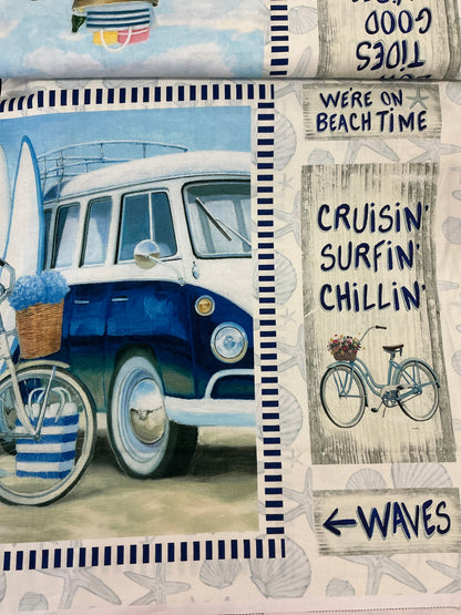 Beach Time Coastal Print Fabric