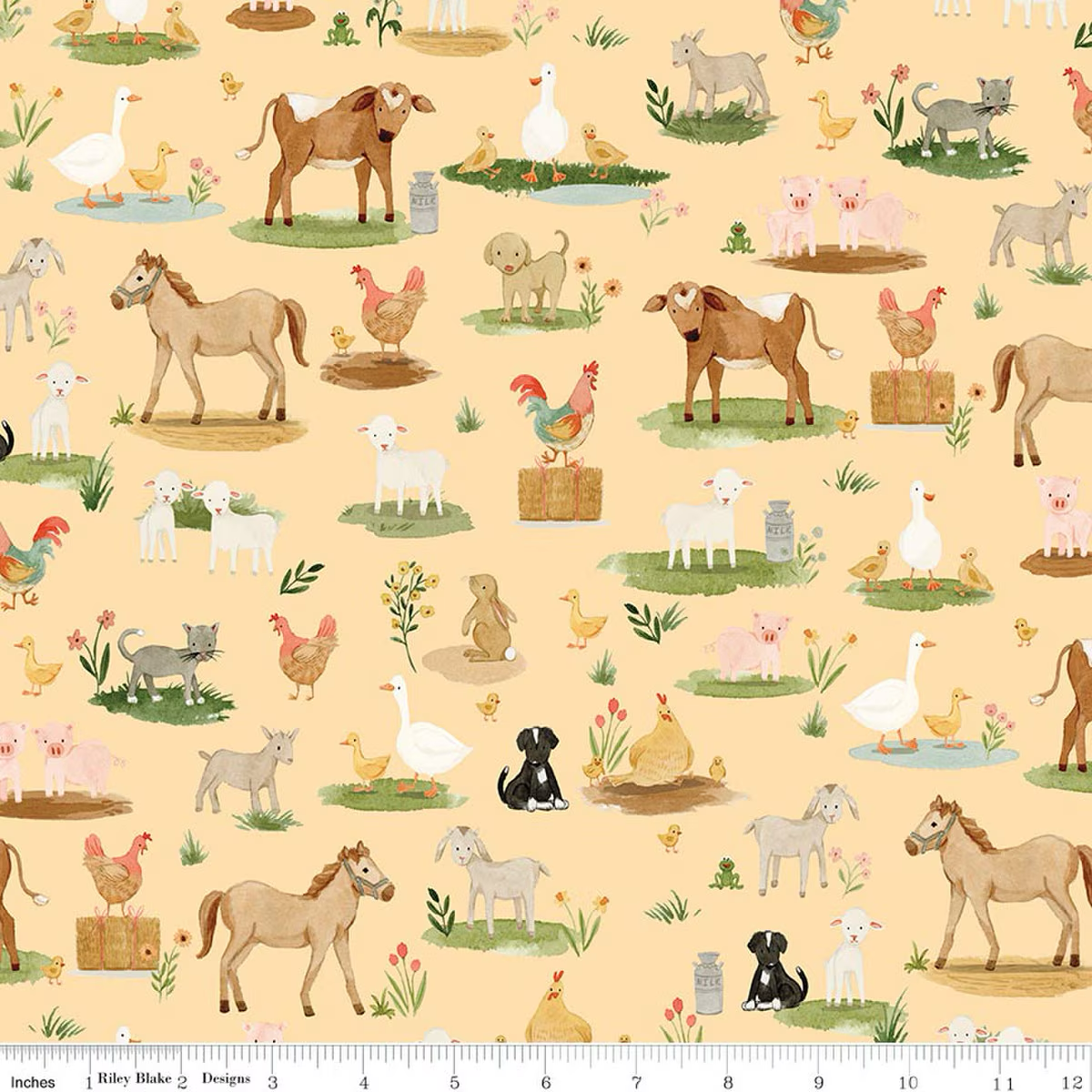 Riley Blake C17941 - Butter  Lil' Farm friends by Kelsey Carlson