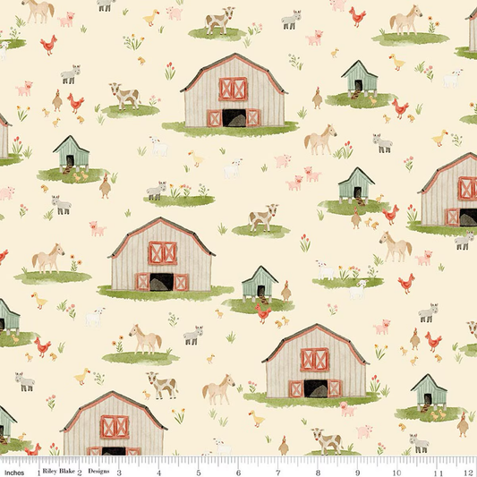 Riley Blake C17940 - Cream  Lil' Farm friends by Kelsey Carlson