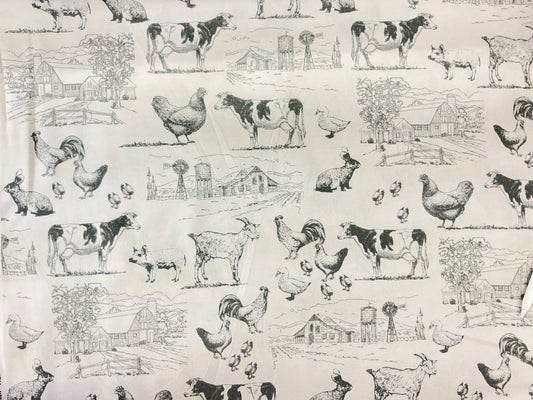 Farm Family Ivory Fabric