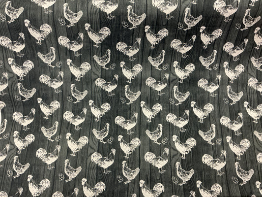 Farmhouse Rooster Black Fabric