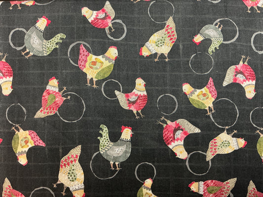 Chicken Scratch Dark Gray Fabric
