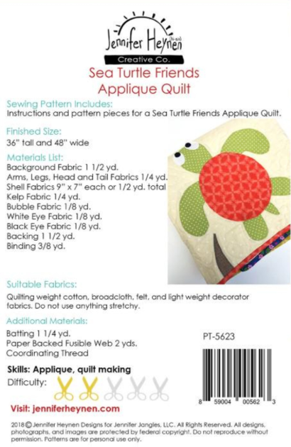Sea Turtle Friends Applique Quilt Pattern by Jennifer Heynen