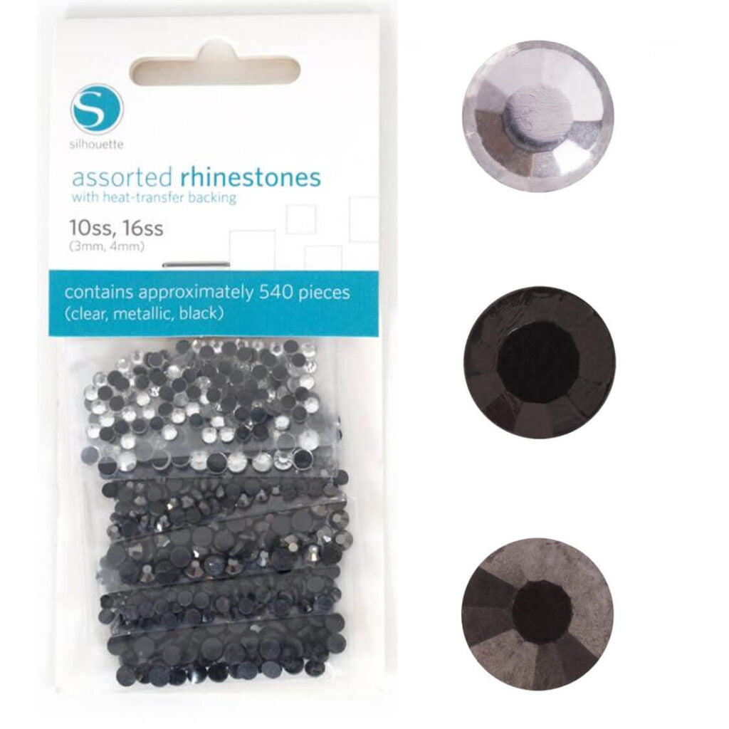 Silhouette 3mm,4mm Assorted Rhinestones Clear,Metallic,Black